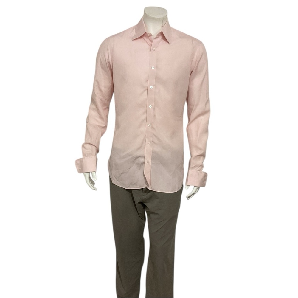 Turnbull & Asser Men’s Light Pink Mini Check French Cuffs Dress Shirt